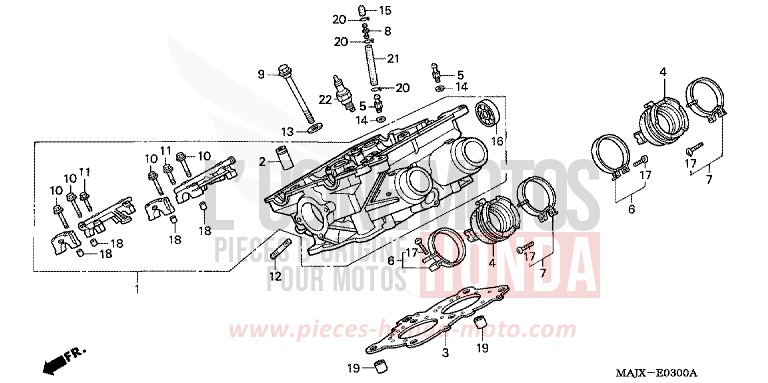 RIGHT CYLINDER HEAD for Pan-European ABS MIDDY BLUE METTALIC (B162) from 1999